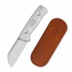 Couteau Lame Fixe QSP Baby Penguin Lame Acier 14C28N Manche Acrylic Etui Cuir QS130BPA1