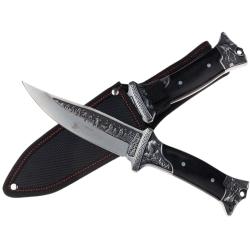 Couteau  Columbia - lame 145mm full tang - chasse grave / collection - manche bois d&eacute;cor&eacute;