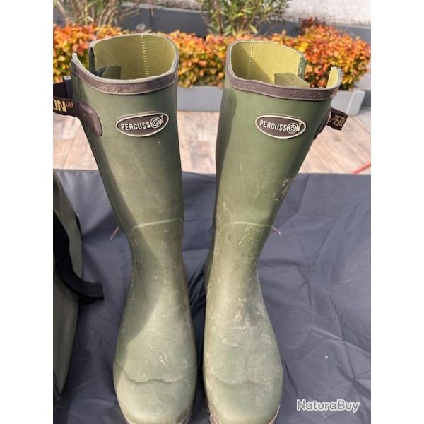 BOTTES DE CHASSE PERCUSSION A SOUFFLETS POINTURE 47