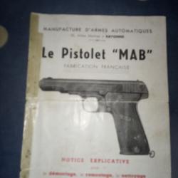 Manuel ancien, mode d'emploi Notice explicative pistolet MAB