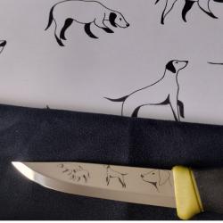 Couteau Morakniv Companion personnalisé Chien - gravure laser artisanale - Cadeau chasseur