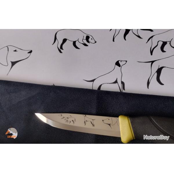 Couteau Morakniv Companion personnalis Chien - gravure laser artisanale - Cadeau chasseur