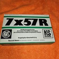 1 Boite de 20 Balles RWS 7x57R 123 Gr 8 Gramme