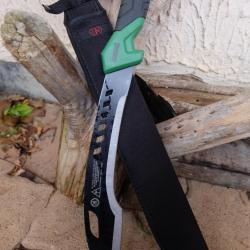 Couteau Kukkri Bowie Machette Mad Max Lame Tanto Acier 3Cr13 Manche ABS Green Black Etui Nylon 000