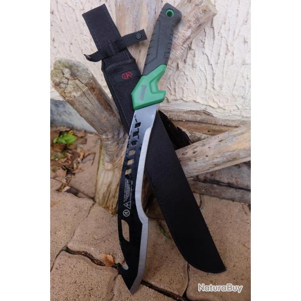 Couteau Kukkri Bowie Machette Mad Max Lame Tanto Acier 3Cr13 Manche ABS Green Black Etui Nylon 000