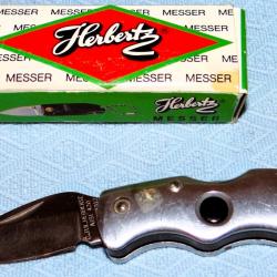 COUTEAU PLIANT HERBERTZ 420, CANIF 12 cm TBE, 1 LAME AVEC LUMIÈRE ROUGE ET BOÎTE EN CARTON