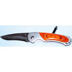 COUTEAU PLIANT 20 cm, 1 LAME AVEC PETITE TORCHE EN MÉTAL ET BOIS TBE