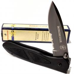 Couteau Tactical Border Guard Winchester Linerlock Lame Acier 440 Serr Manche Aluminium Clip