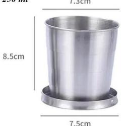 Tasses t&eacute;lescopiques portables moyen mod&egrave;le en m&eacute;tal et acier inoxydable 250 ML "Camping, Randonn&eacute;e,