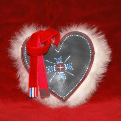 Suspension de sapin de Noël en cuir d'agneau et mouton peint à la main