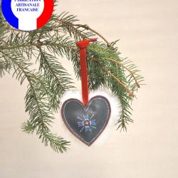 Suspension de sapin de Noël en cuir d'agneau et mouton peint à la main