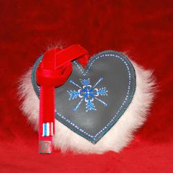 Suspension de sapin de Noël en cuir d'agneau et mouton peint à la main