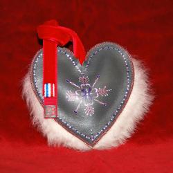 Suspension de sapin de Noël en cuir d'agneau et mouton peint à la main