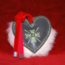 Suspension de sapin de Noël en cuir d'agneau et mouton peint à la main