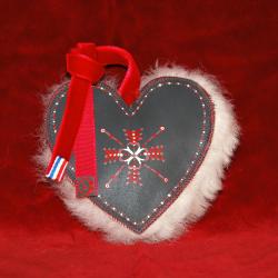 Suspension de sapin de Noël en cuir d'agneau et mouton peint à la main