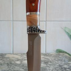 Joli couteau manche bois nacré chasse pêche camping survie neuf