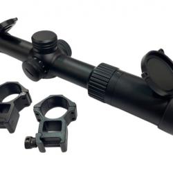 LUNETTE DE BATTUE 1-6X24 RETICULE LUMINEUX 4AI + MONTAGE + CAPUCHONS bf