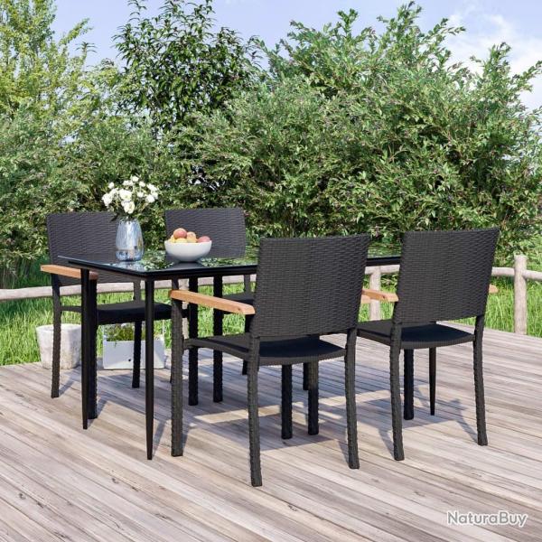 Ensemble  manger de jardin 5 pcs Noir Rsine tresse