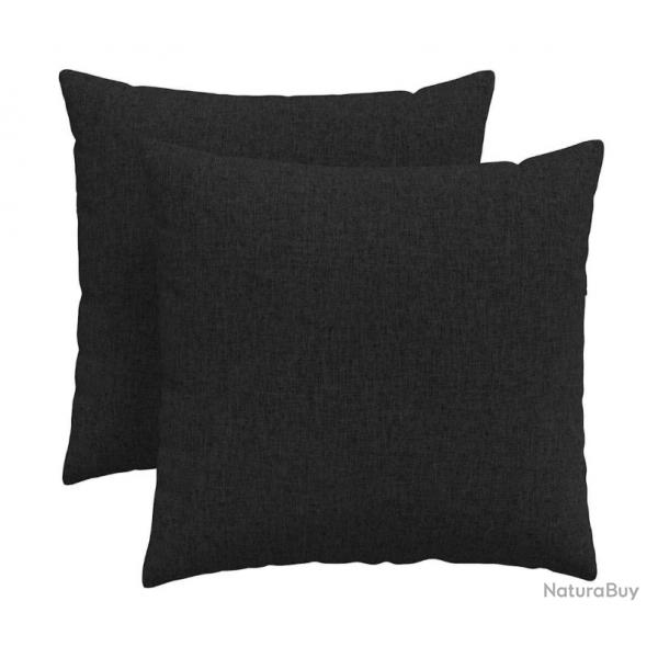 Coussins canap tissu noir 45x45 cm avec housses amovibles