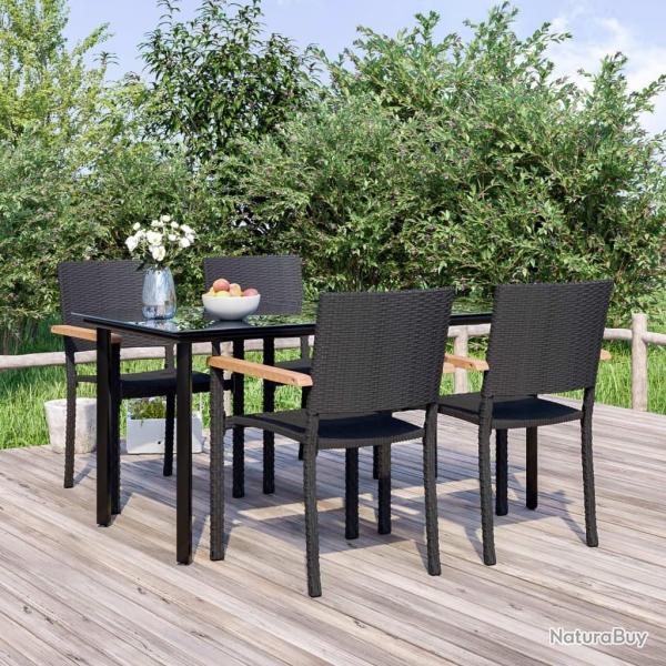 Ensemble  manger de jardin 5 pcs Noir Rsine tresse