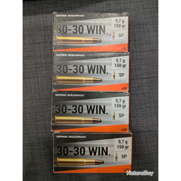 Lot de 80 cartouches 30-30 solognac 150 gr