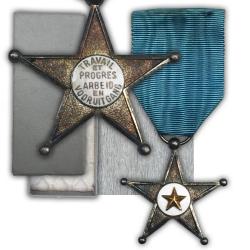 ABL CONGO BELGE : TRES RARE ÉTOILE DE SERVICE BILINGUE ARGENT ET DORURE - ORIGINAL