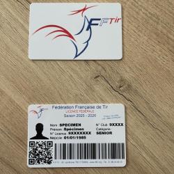 Carte de licence de tir en PVC