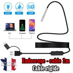 Endoscope diam&egrave;tre 3,9mm &eacute;clairage int&eacute;gr&eacute; c&acirc;ble rigide - 2m - Stock France