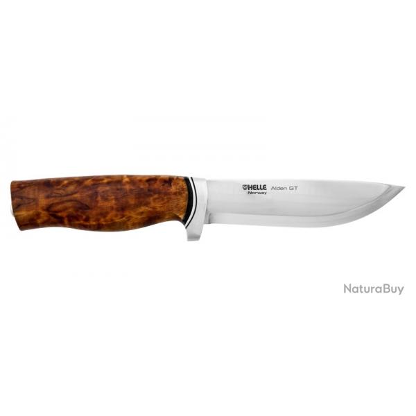 Couteau droit HELLE GT manche en bouleau lame 123mm + tui en cuir