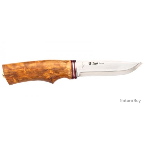 Couteau droit HELLE futura manche en bouleau fris lame 105mm + tui en cuir