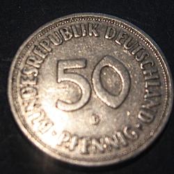 Allemagne, piece de 50 pfennigs 1950 ttb