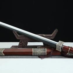 Épée Forgée - Acier à Motifs Raffiné & Ornements en Cuivre