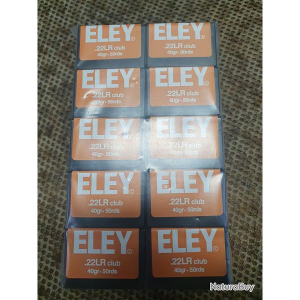 500 cartouches ELEY modle CLUB de 22 LR  balle plomb de 40 grains ( lire l'annonce svp )