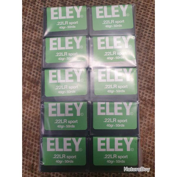 500 cartouches ELEY modle SPORT de 22 LR  balle plomb de 40 grains ( lire l'annonce svp )