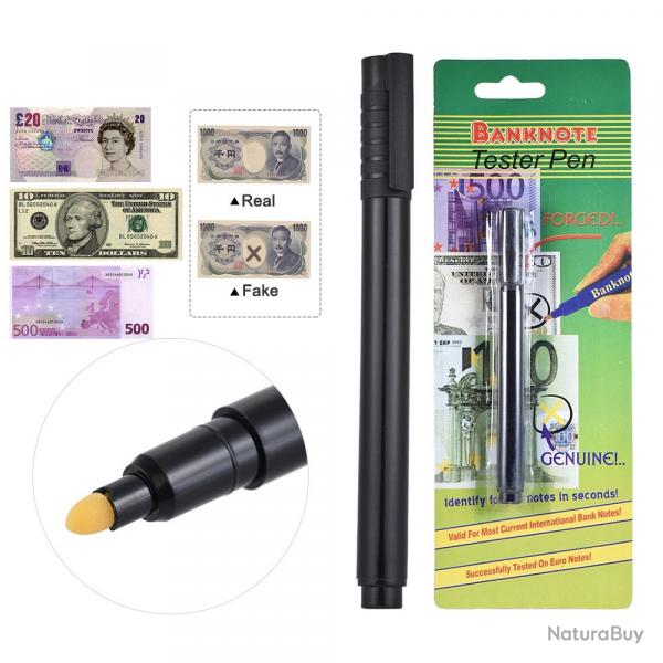 Stylo Dtecteur de Faux Billets - Marqueur Vrificateur Rapide de Monnaie pour Euro Dollars Livres