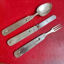 Rare Kit Camping picnic Import&eacute; d'Angleterre Couteau pliant ancien fourchette cuiller