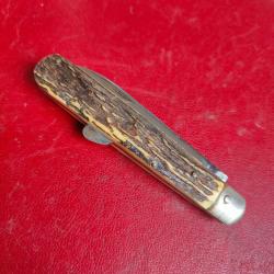 Ancien couteau pliant CD Inox plaquettes cerf