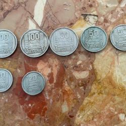 lot de 7 pieces Francs Algerie