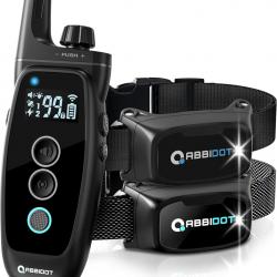 Kit 2 Pcs Collier Dressage Chien Portée 1000m Étanche Verrouillage de Sécurité 4 Modes 151 Niveaux