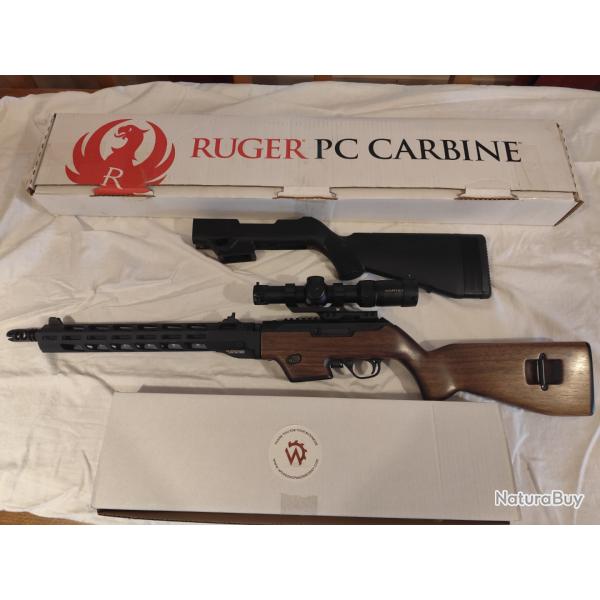 Rare ruger pc carbine avec crosse bois woodshop