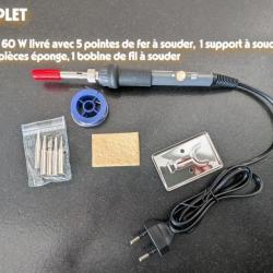 FER A SOUDER ELECTRIQUE A TEMPERATURE REGLABLE 60W 220V KIT " PRET A SOUDER "