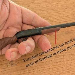 STYLO FUSIL A POMPE 19CM DE LONG CROSSE 2 CM DE LARGE AVEC BILLE RETRACTABLE AVEC LA POMPE