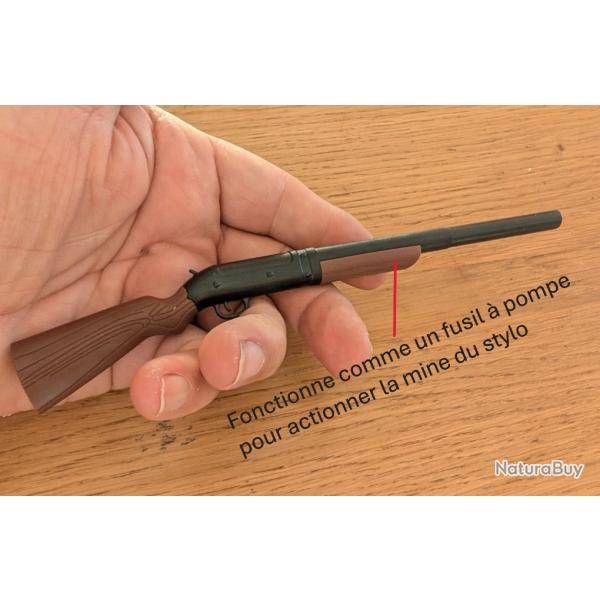 STYLO FUSIL A POMPE 19CM DE LONG CROSSE 2 CM DE LARGE AVEC BILLE RETRACTABLE AVEC LA POMPE