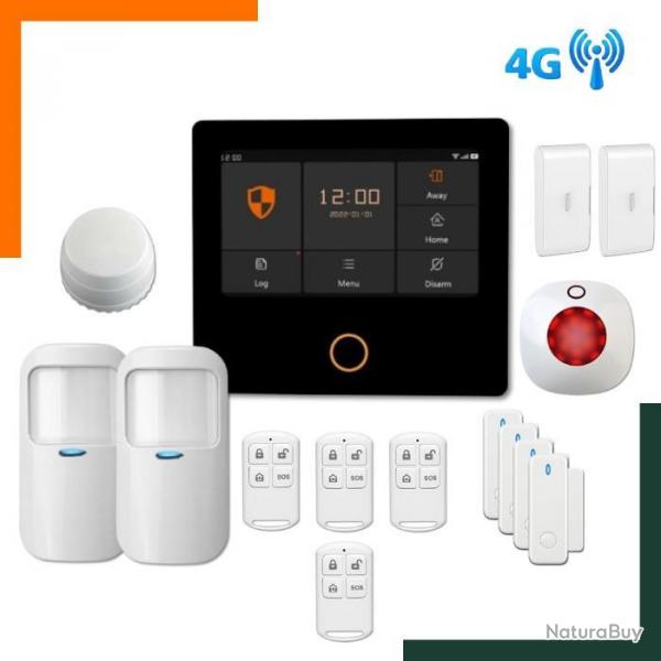 Kit d'alarme maison sans fil GSM, 4G, Installation facile - Autocollants dissuasifs offerts