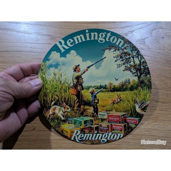 REMINGTON PLAQUE DECORATIVE ALUMINIUM VINTAGE RETRO DIAMETRE 20 CM