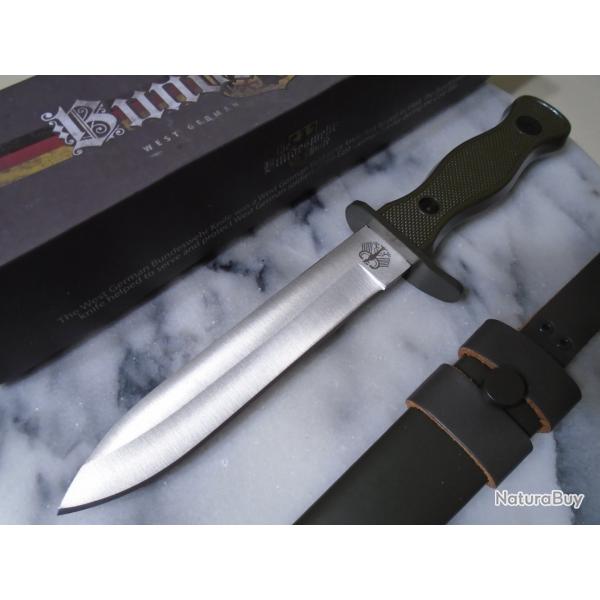 Couteau De Combat Bundeswehr Military Lame Acier Carbone Manche ABS Etui Acier
