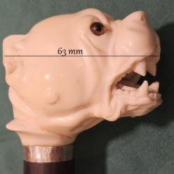 Superbe canne ancienne , pommeau magnifique chien boxer