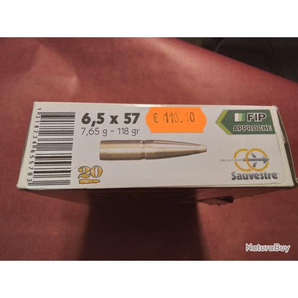 Munitions 6,5x57 mauser fip approche