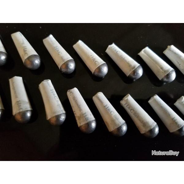 40 CARTOUCHES PAPIERS BALLES RONDES POUDRE NOIRE,PNF2, CAL.44, CHARGE 1,5g