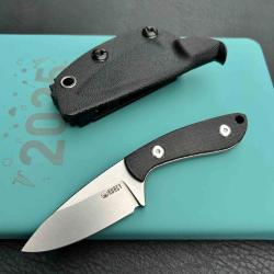 Couteau Kubey Bloom Lame Acier Sandvik 14C28N Manche Micarta Black Étui Kydex KUB411A